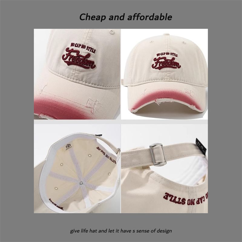 Washed Cap Letter Embroidered Distressed