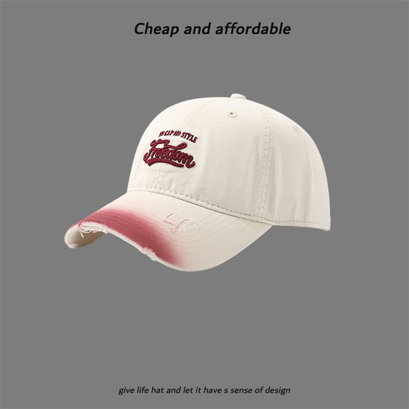 Washed Cap Letter Embroidered Distressed