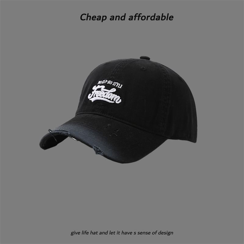 Washed Cap Letter Embroidered Distressed