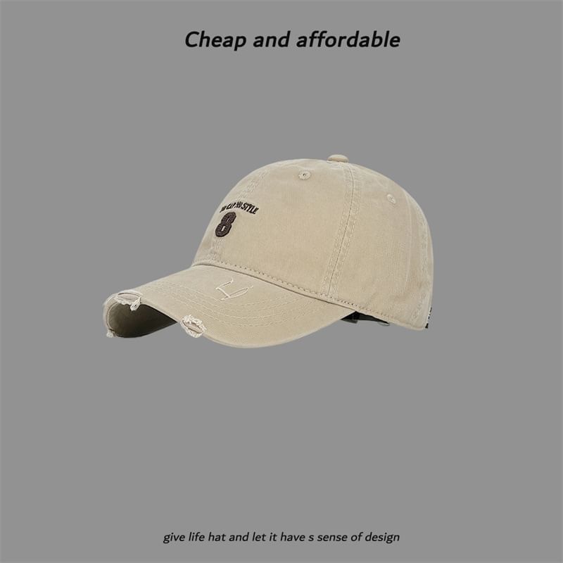 Distressed Cap Washed Embroidered Number
