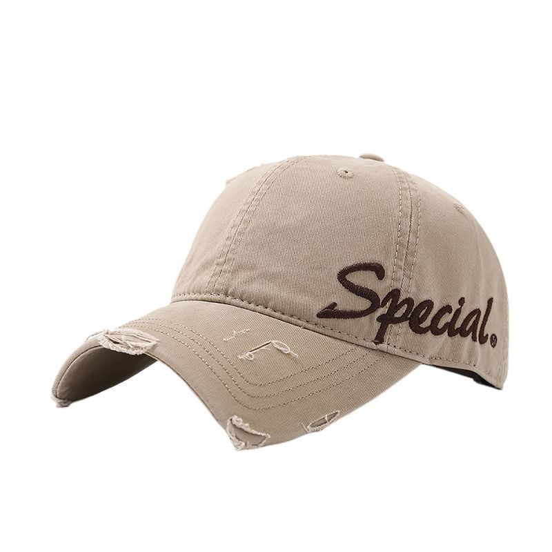 Distressed Embroidered Cap Letter