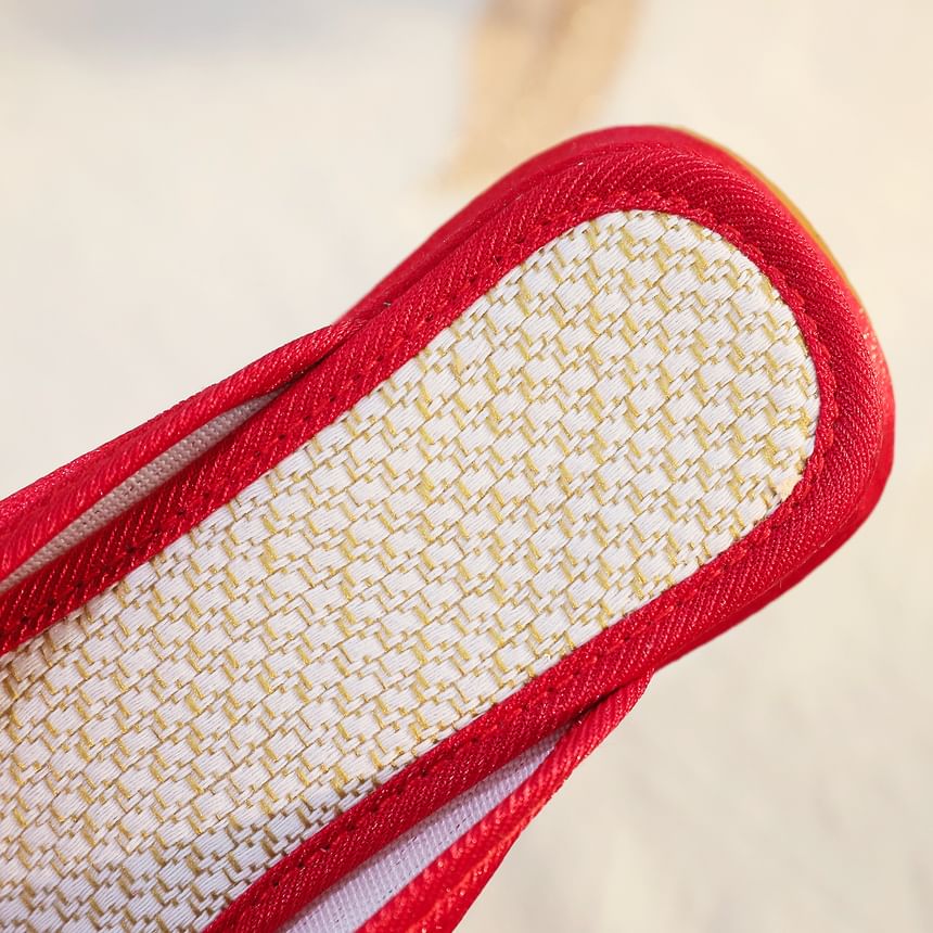 Floral Faux Mules Embroidered Pearl