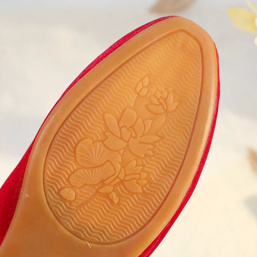 Faux Mules Pearl Embroidered