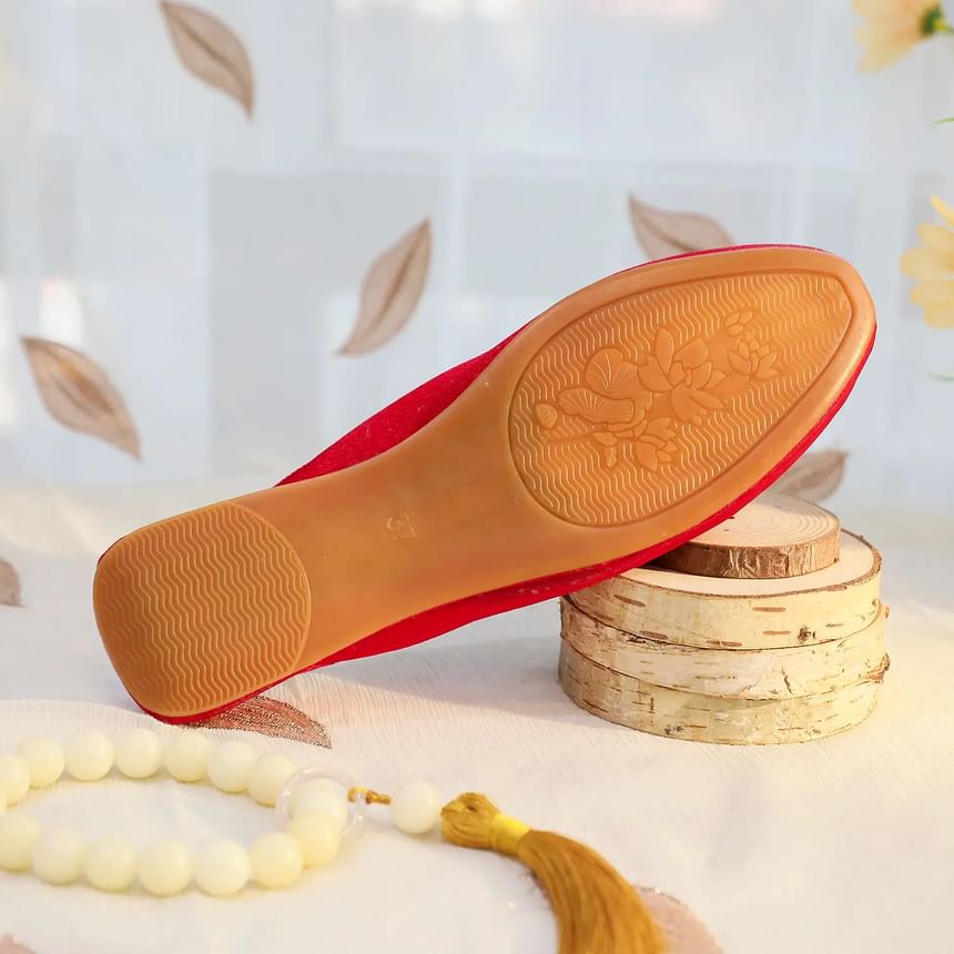 Faux Mules Pearl Embroidered