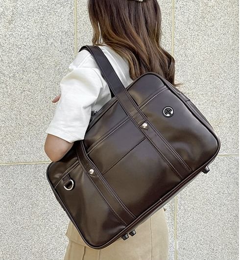 Leather Faux Tote Pocketed Bag