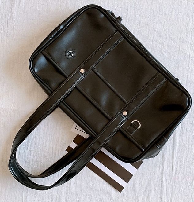 Leather Faux Tote Pocketed Bag