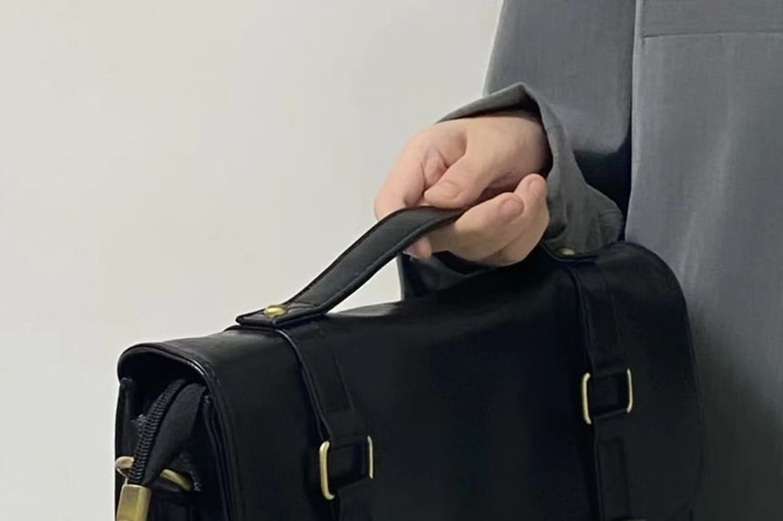 Faux Satchel Bag Leather Plain