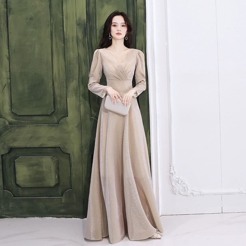 Designs) Sleeve Gown Evening V-Neck Wrap Long (Various A-Line
