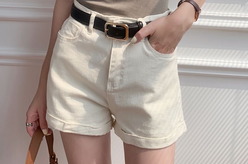 Sleeve Tee Plain Scoop Short Neck