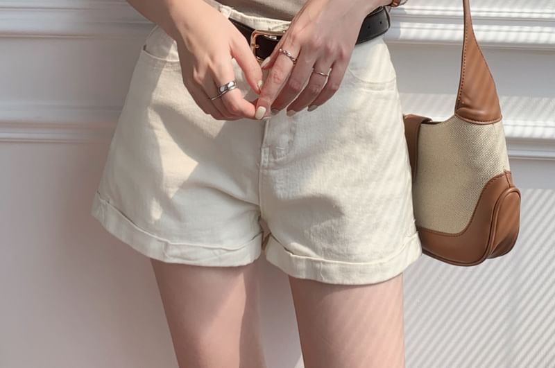 Sleeve Tee Plain Scoop Short Neck