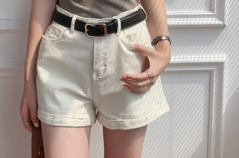 Sleeve Tee Plain Scoop Short Neck