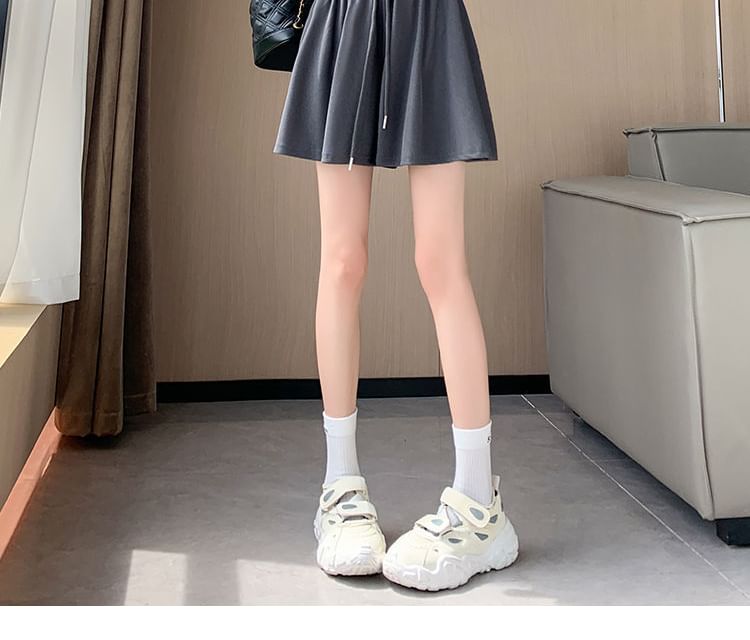 Leg Plain Shorts Waist Drawstring Wide