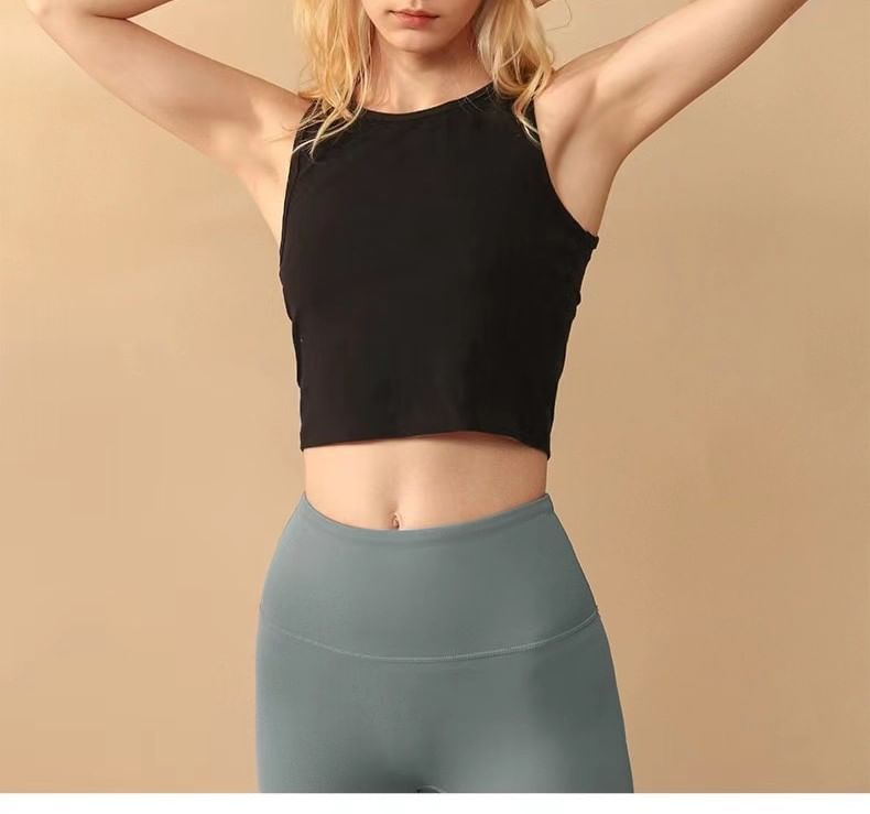 Crew Neck Tank Top Plain Crop