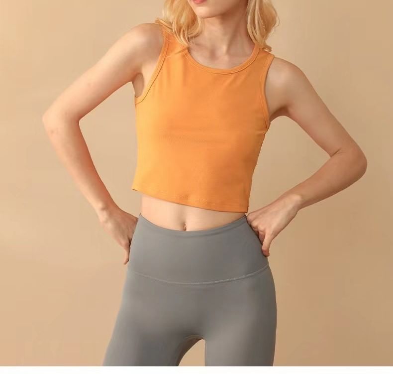 Crew Neck Tank Top Plain Crop