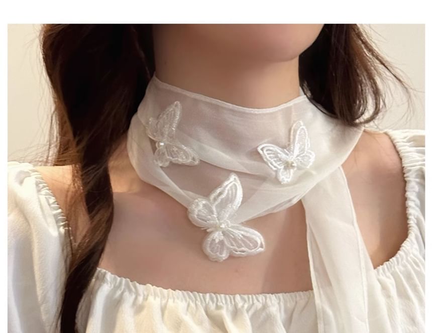 Applique Butterfly Scarf Mesh
