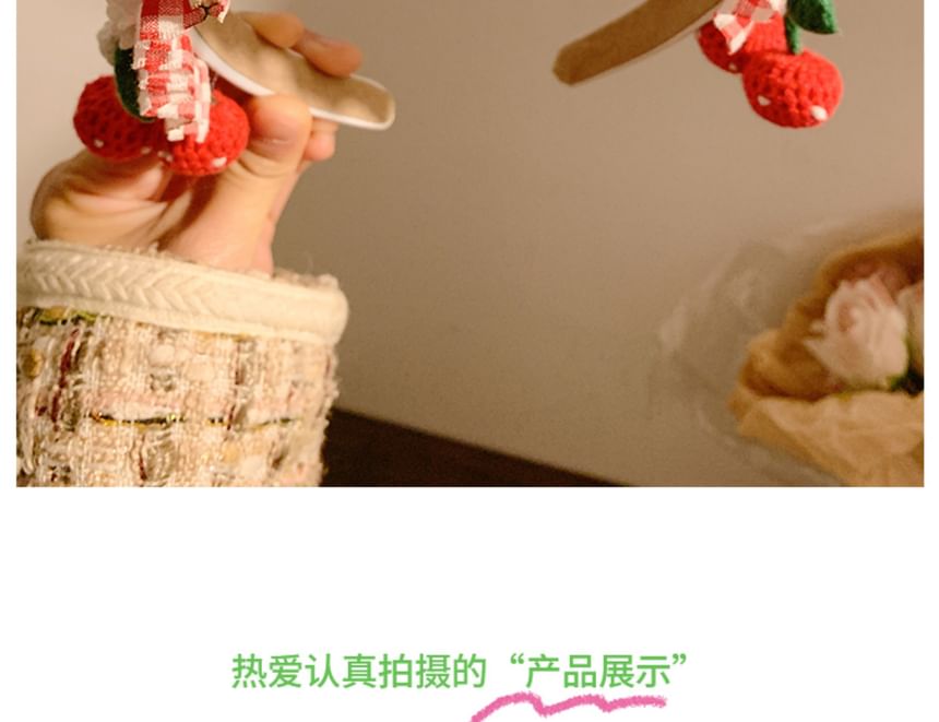 Cherry Plaid Detail Ruffle Headband