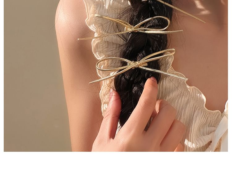 Metallic Hair Bow Clip Set