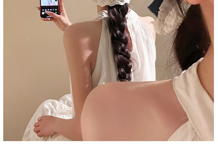 Panel Ruffle Hair Denim Clip Bow