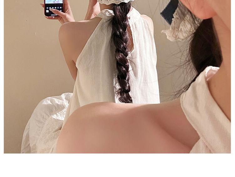 Panel Ruffle Hair Denim Clip Bow