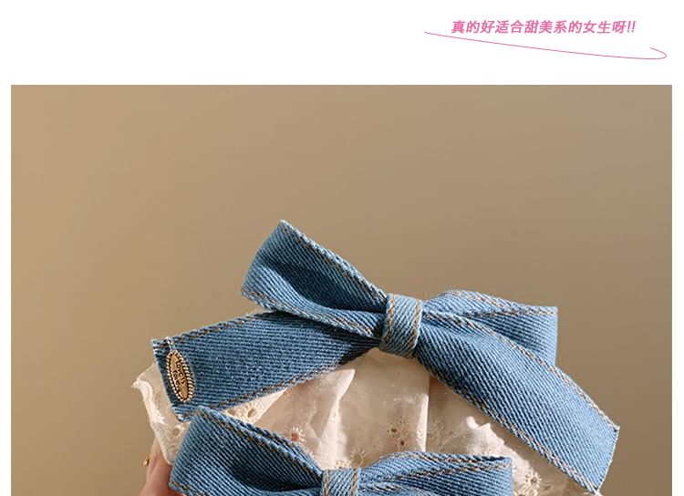 Panel Ruffle Hair Denim Clip Bow