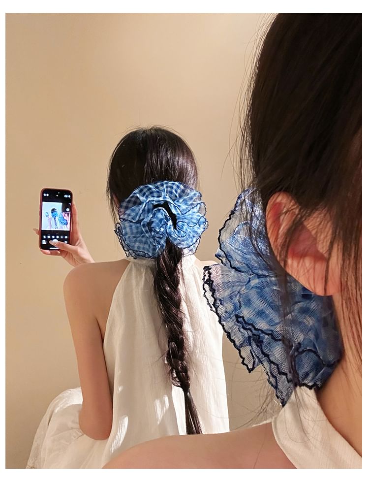 Scrunchie Mesh Plaid