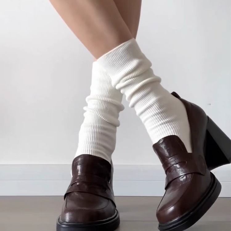 Loafer Pumps Heel Chunky