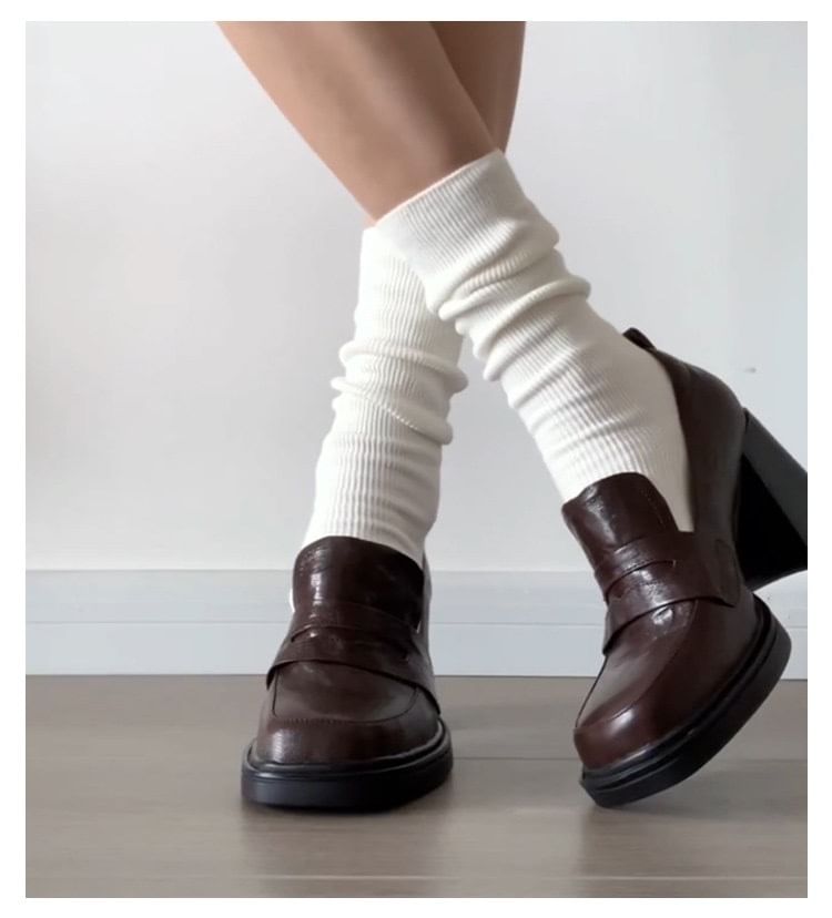 Loafer Pumps Heel Chunky