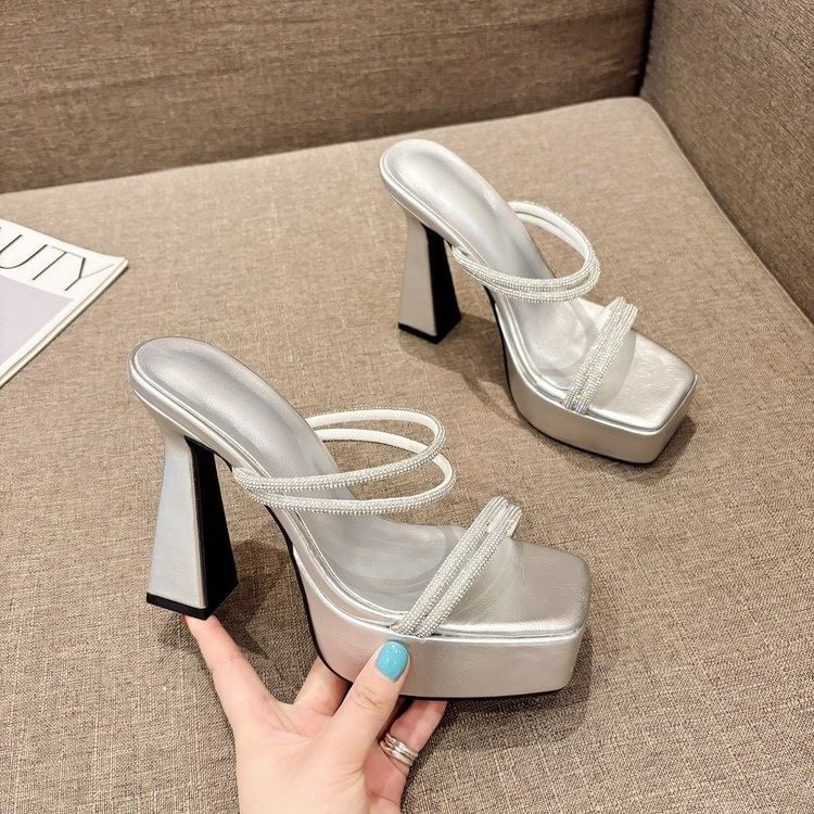 Rhinestone Platform High Heel Sandals