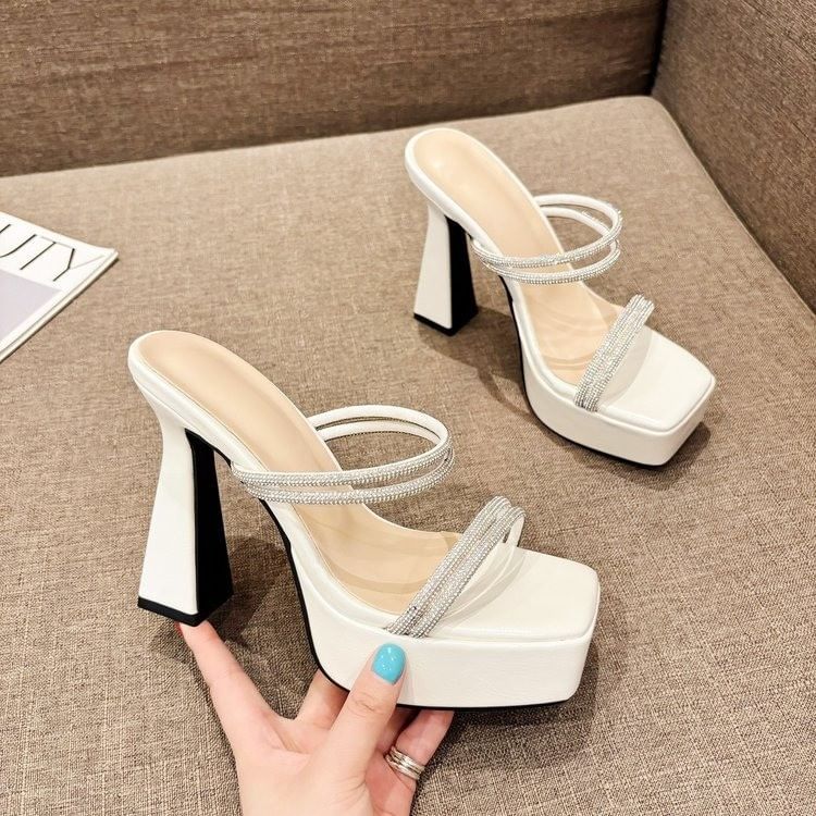 Rhinestone Platform High Heel Sandals