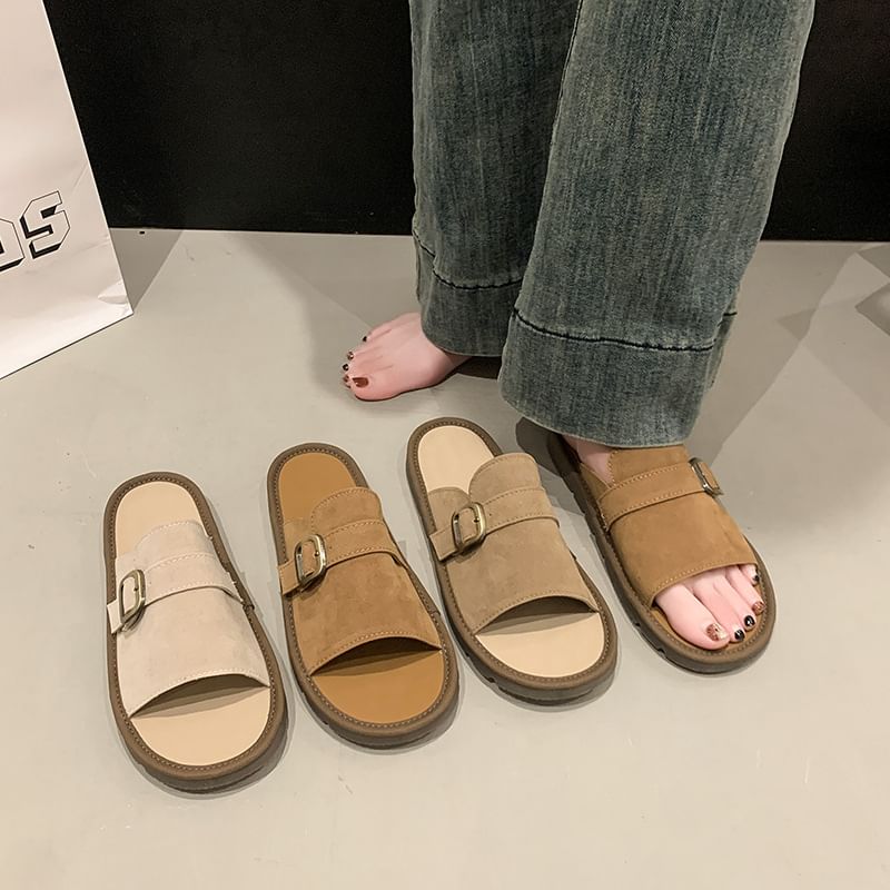 Sandals Plain Slide Buckled