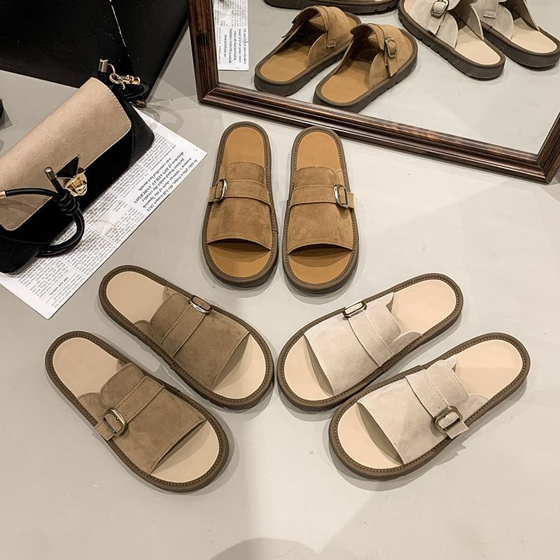 Sandals Plain Slide Buckled