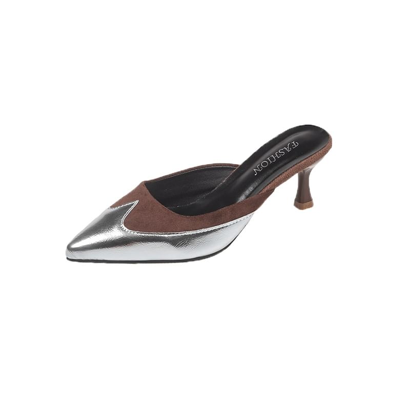 Pointed Tone Mules Heel Stiletto Two Toe
