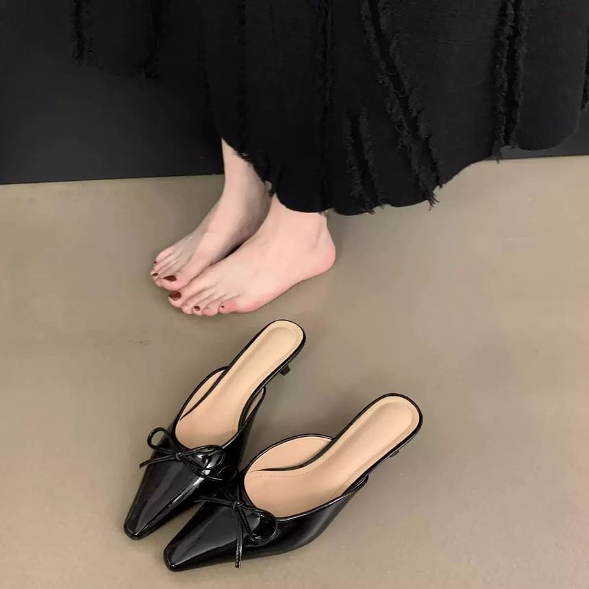 Stiletto Toe Heel Pointed Mules Bow
