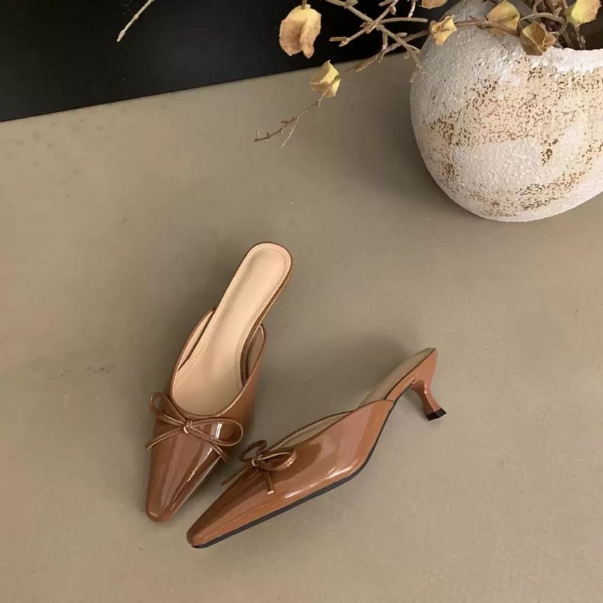 Stiletto Toe Heel Pointed Mules Bow