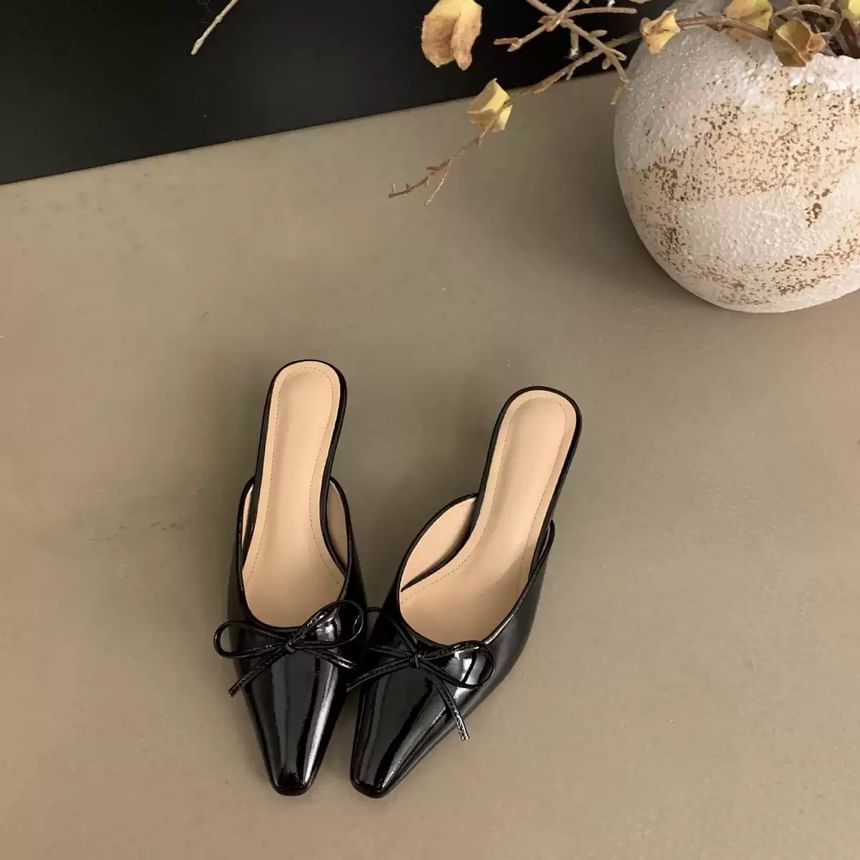 Stiletto Toe Heel Pointed Mules Bow