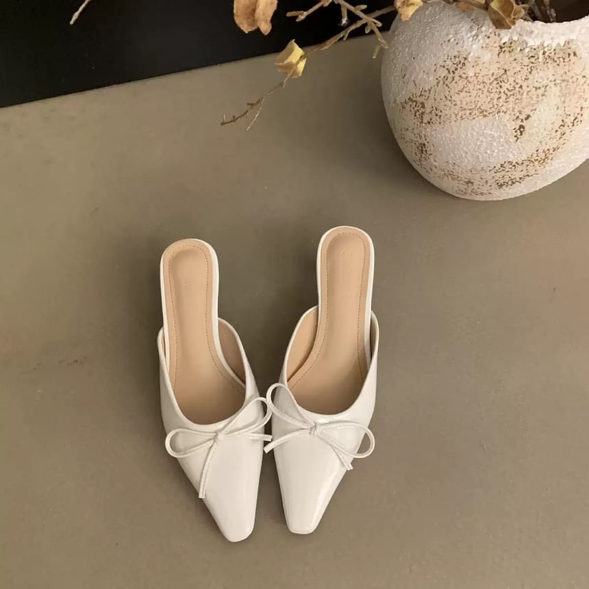 Stiletto Toe Heel Pointed Mules Bow