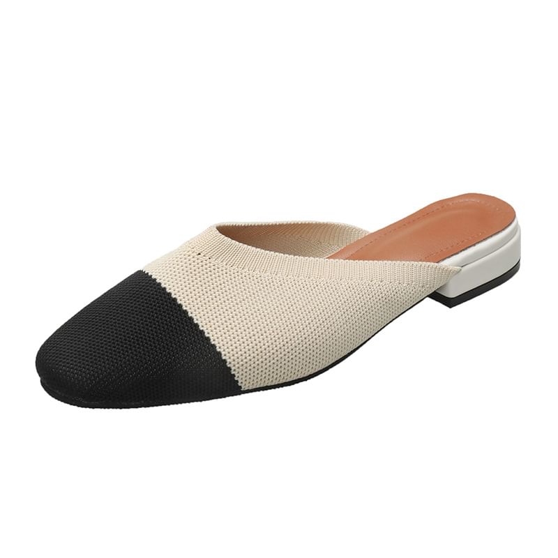 Flat Knit Two-Tone Mules