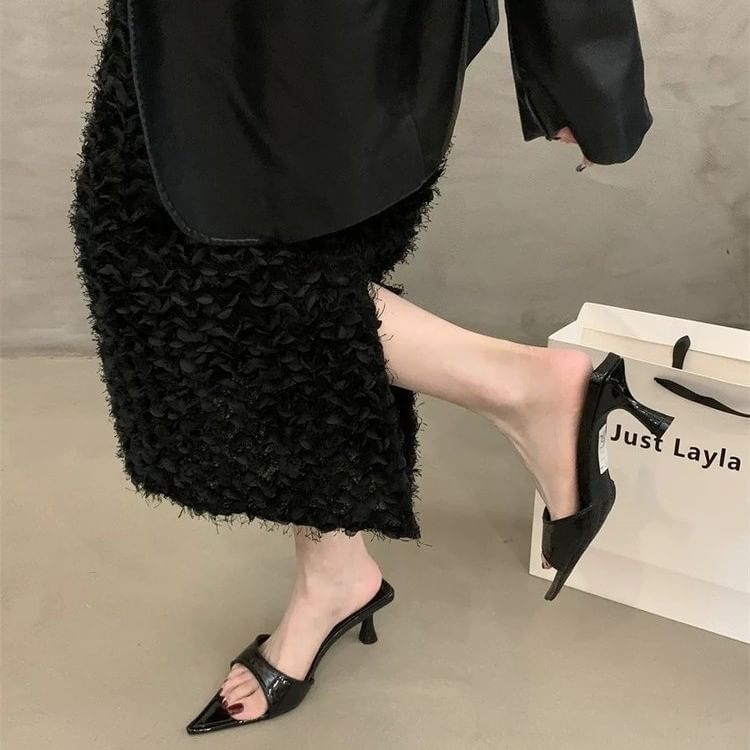 Slide Sandals High Toe Heel Pointed