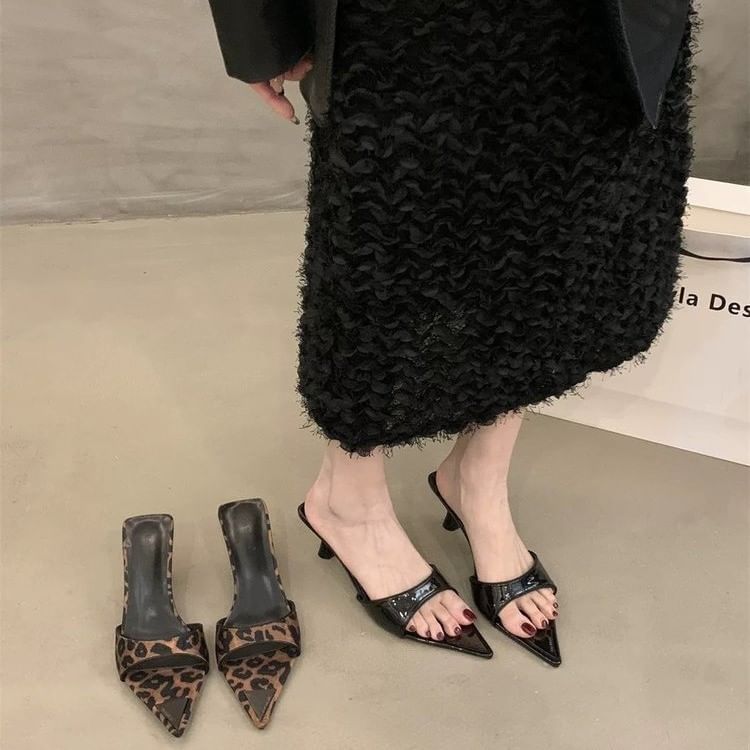 Slide Sandals High Toe Heel Pointed