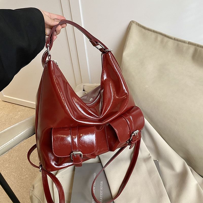 Faux Backpack Leather Multi-Pocket