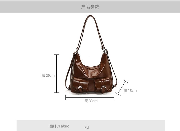 Faux Backpack Leather Multi-Pocket