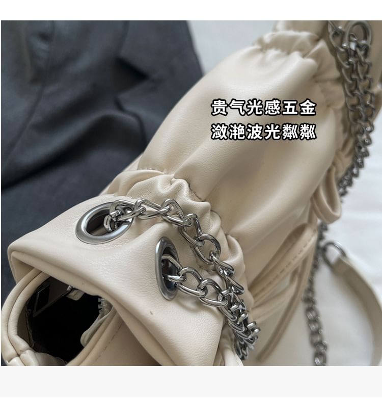Chain Leather Bow Shoulder Strap Faux Bag