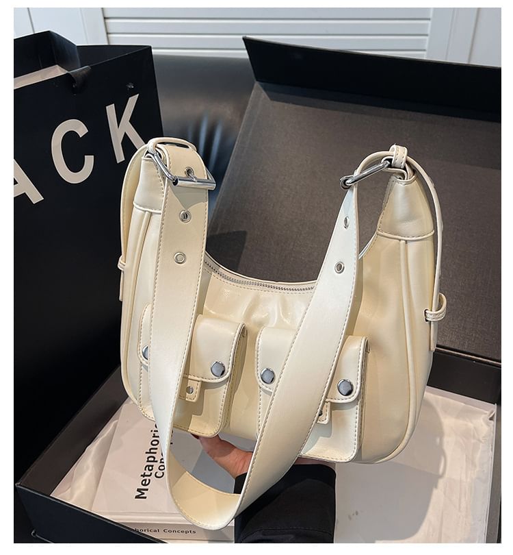 Multi-Pocket Bag Faux Leather Shoulder
