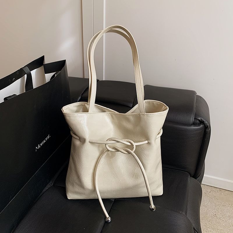 Leather Bag Tote Faux Knot