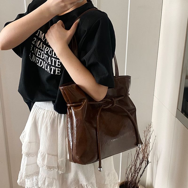 Leather Bag Tote Faux Knot