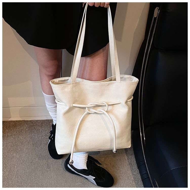 Leather Bag Tote Faux Knot
