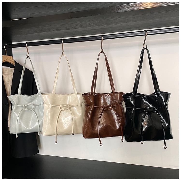 Leather Bag Tote Faux Knot