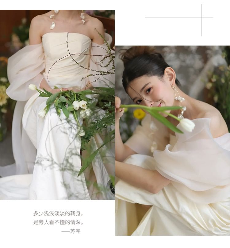 A-Line Slit Evening Off-Shoulder Gown Plain