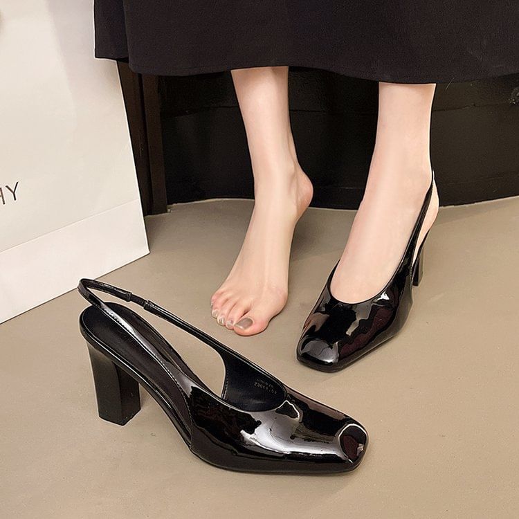 Chunky Slingback Mules Heel