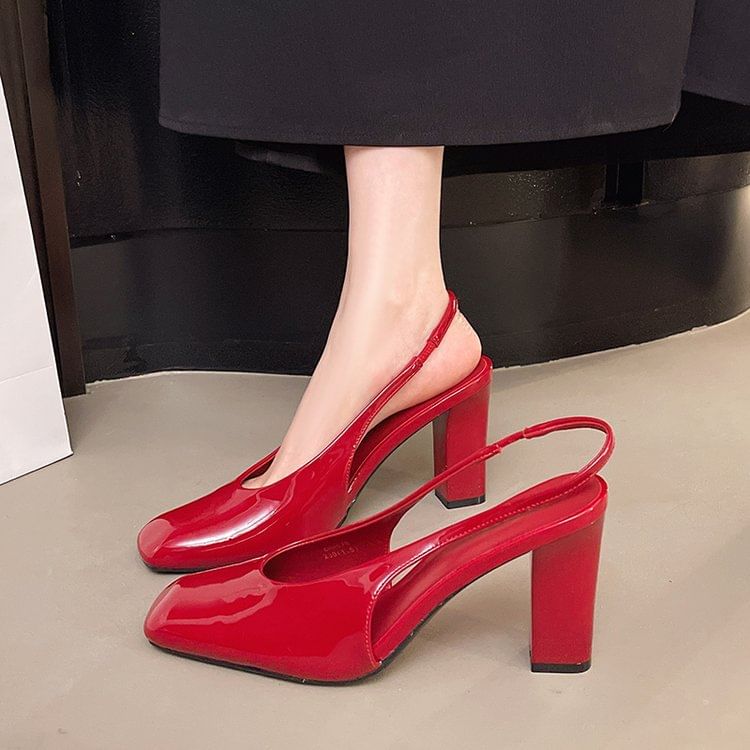 Chunky Slingback Mules Heel